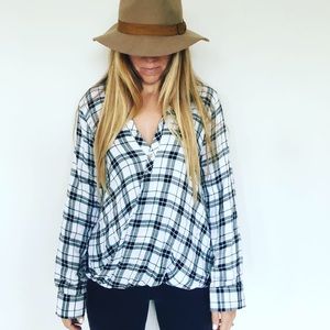 Cross from plaid blouse